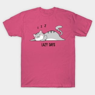 Cute gray cat lazy days T-Shirt